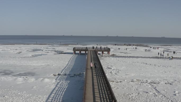 秦皇岛 浅水湾 冬天 航怕 4k 原素材