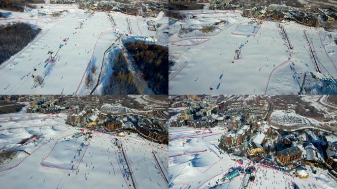 吉林市松花湖滑雪场冬季风光冰雪运动航拍