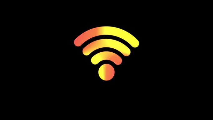 简单的Wi-fi图标动画黑色背景。Wi-Fi图标循环动画。无线互联网接入符号