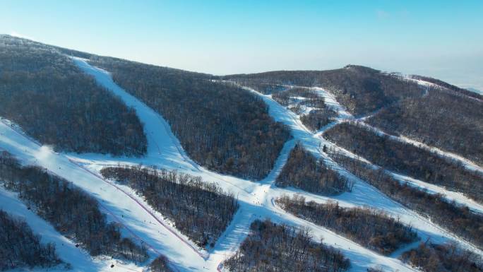 吉林市松花湖滑雪场冬季风光冰雪运动航拍