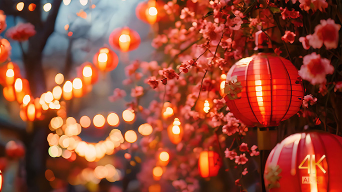 中国古代过年氛围 古镇古巷 老街春节活动