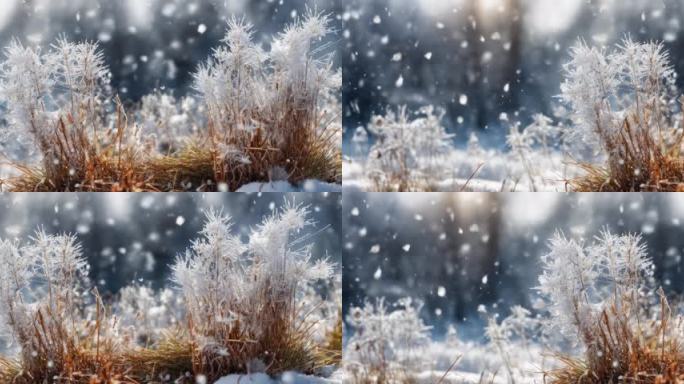 6K宽屏冬日雪地冬天雾凇冰雪银装素裹 Y