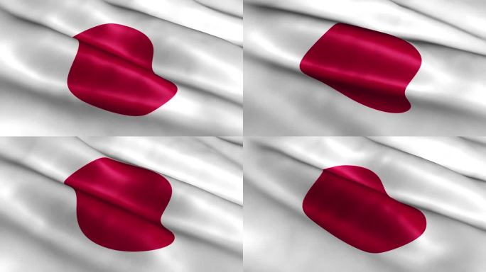日本国旗国家旗帜挥舞3D循环动画。高品质的4K分辨率。