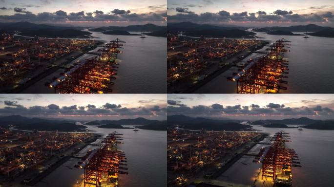 宁波舟山港 码头港口 夜景