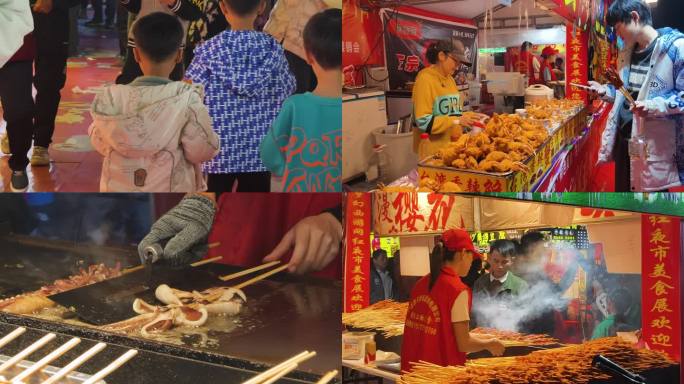 夜晚集市夜生活美食广场网红夜市