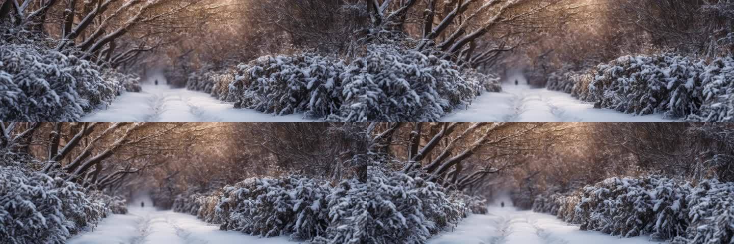 6K宽屏寒冷森林冬天雾凇冰雪银装素裹 X