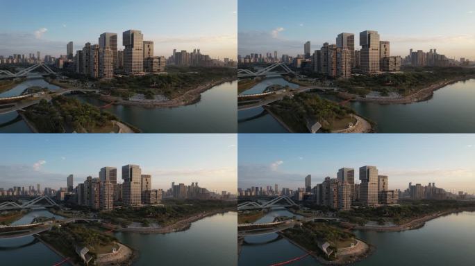 4K深圳前海石公园航拍城市素材