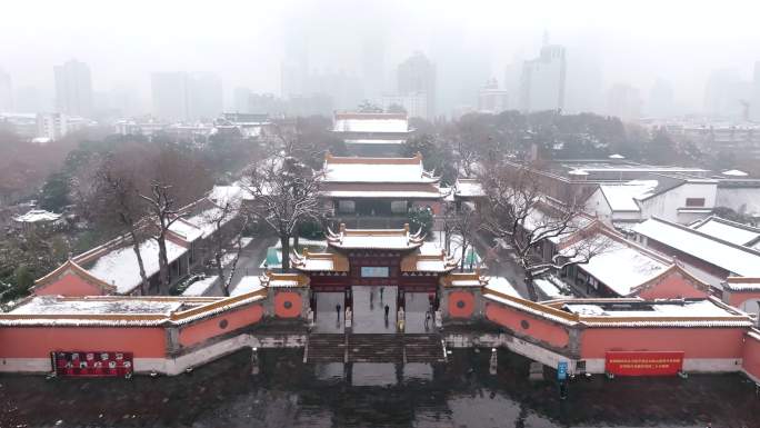 南京朝天宫雪景航拍