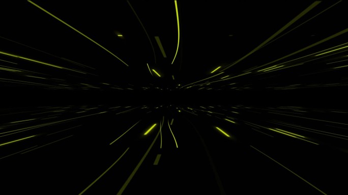 高科技未来浮动线在黑暗空间背景，黄色发光线移动在黑色背景