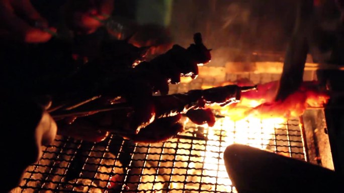 烧烤 夜晚 黑夜 烤鱼 烤串 撸串 食物