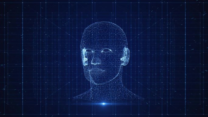 数字技术人类思维人工智能人的脸虚构3d动画4K背景