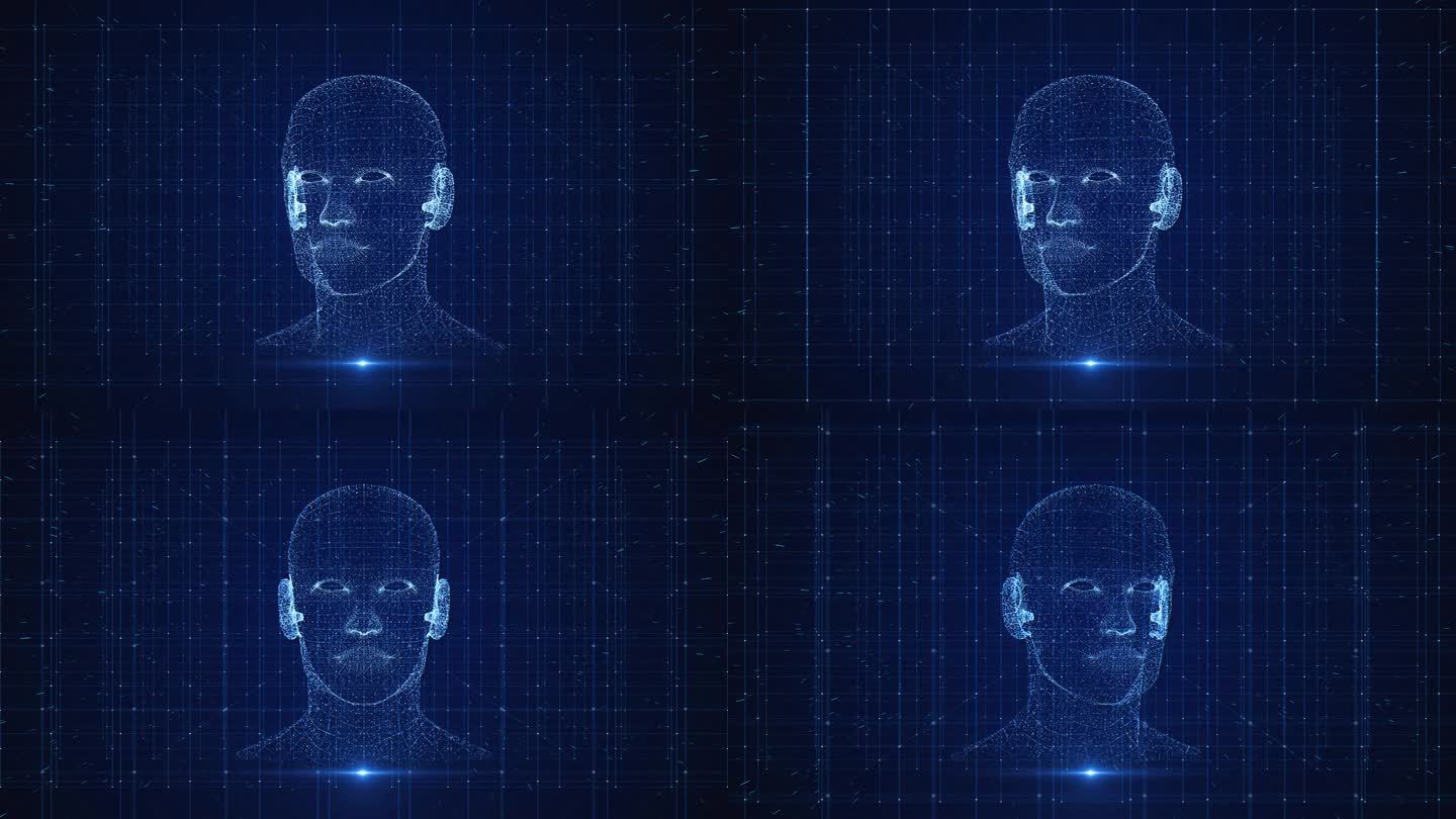数字技术人类思维人工智能人的脸虚构3d动画4K背景