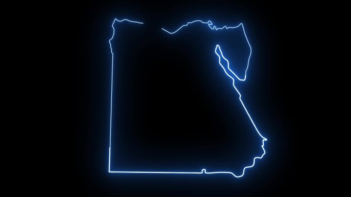 动画埃及地图图标与发光的霓虹灯效果