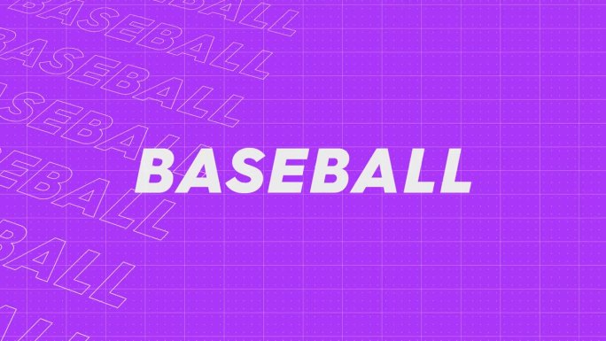 棒球紫色促销标题页动态动画循环。行介绍流上吸引人的显示屏幕无缝背景卡。创意推广节目广播体育设计。