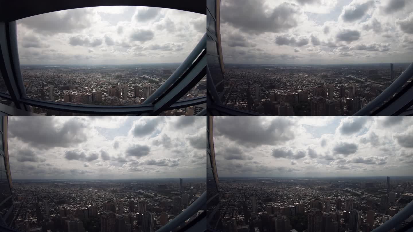 从著名的玻璃摩天大楼——自由一号观景台俯瞰宾夕法尼亚州费城全景，从57层360度俯瞰整个城市。