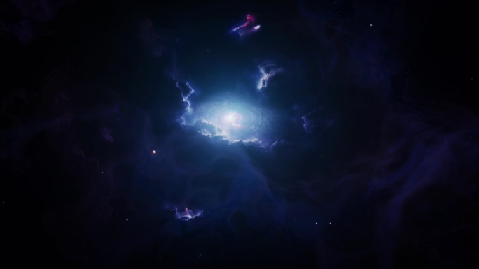 电影广角拍摄深蓝色空间星云和黑洞恒星异常