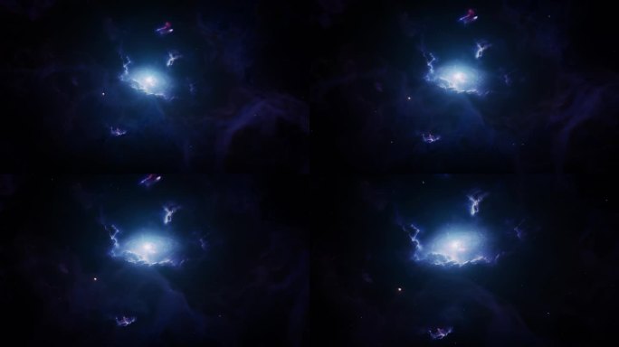 电影广角拍摄深蓝色空间星云和黑洞恒星异常