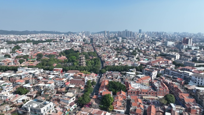 泉州开元寺航拍鲤城区大景泉州东西塔风景