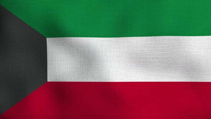 动画逼真的国旗逼真的在风中飘扬。科威特的fla。