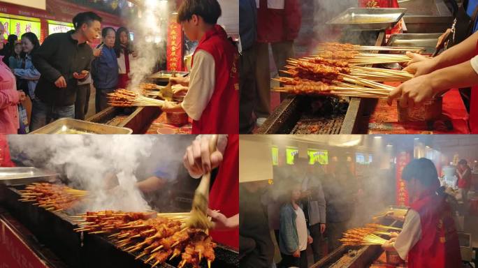 烤肉串小吃夜市地摊烧烤人间烟火夜宵特写