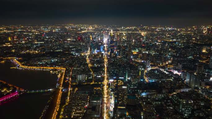 南京城市夜景航拍延时