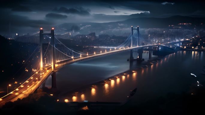 夜晚灯光桥