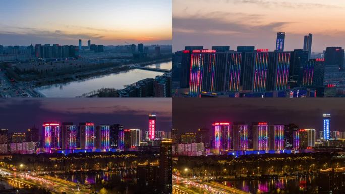 宁夏银川阅海万家新天地市场夜景延时