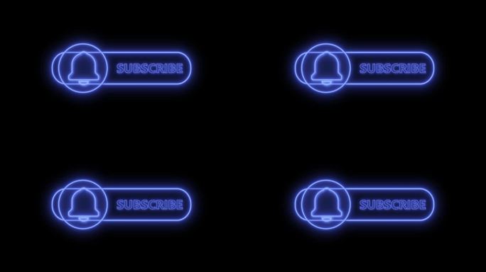 动画霓虹灯与字订阅在黑色背景上的蓝色。