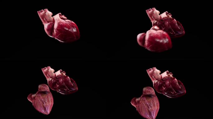 人体循环系统心脏跳动解剖动画概念。3D