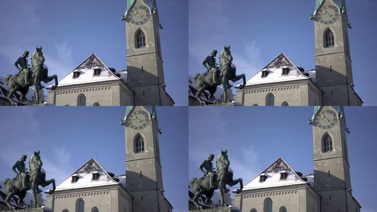 位于苏黎世的弗劳姆斯特教堂，有汉斯·瓦尔德曼的铜像