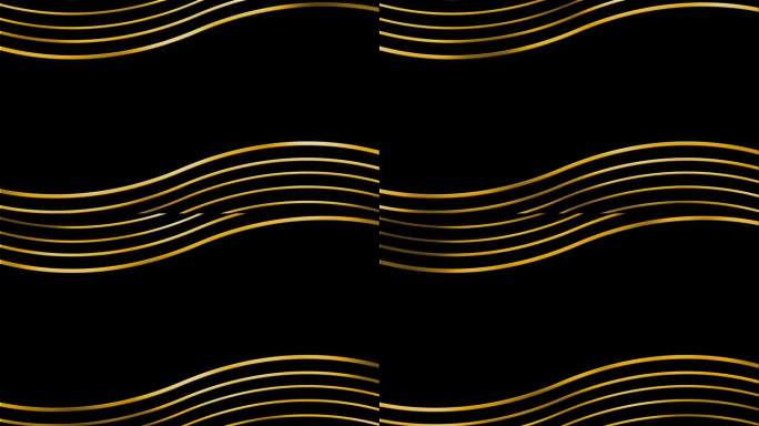 豪华金线揭示背景。光滑的金属金色曲线仪式动画。
