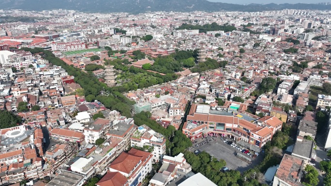 泉州开元寺航拍鲤城区大景泉州东西塔风景