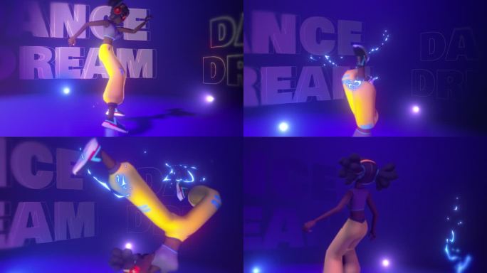 跳舞 街舞3D模板 片头潮流 舞蹈 舞台