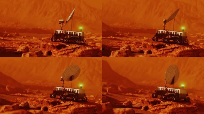 火星机器人漫游车在火星表面寻找信号