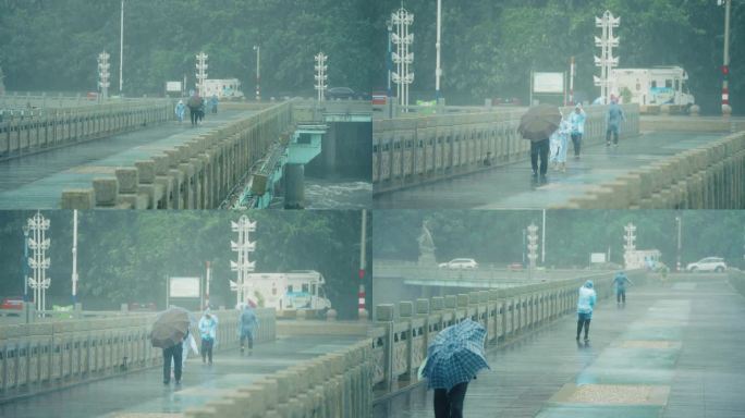 【4K】狂风暴雨中的路人