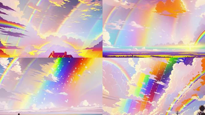 AI彩虹 舞台背景 梦幻唯美  二次元