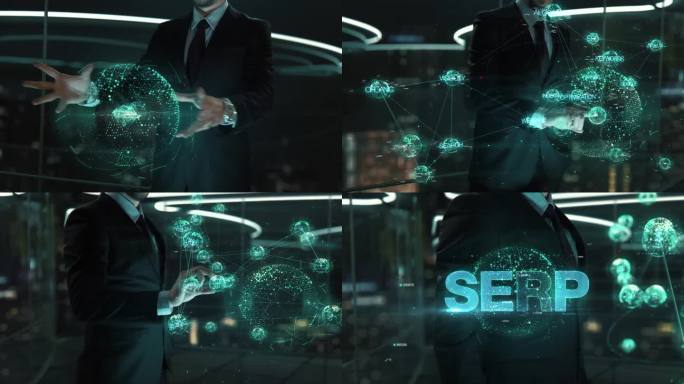 SERP-商人工作与虚拟现实在办公室。