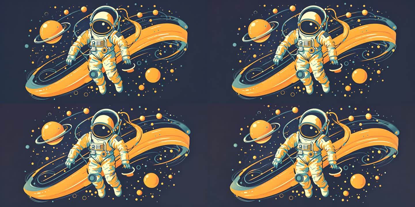 太空宇宙星球宇航员卡通动画