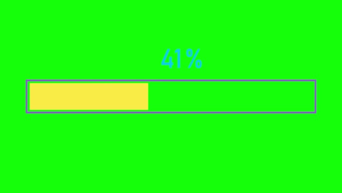 简单的彩色进度或加载器栏动画。加载器条从零到百分之百的绿色背景。4K分辨率动画。