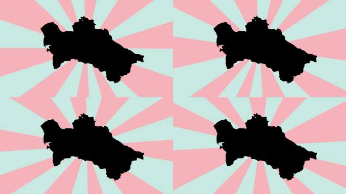 土库曼斯坦地图图标动画与旋转背景