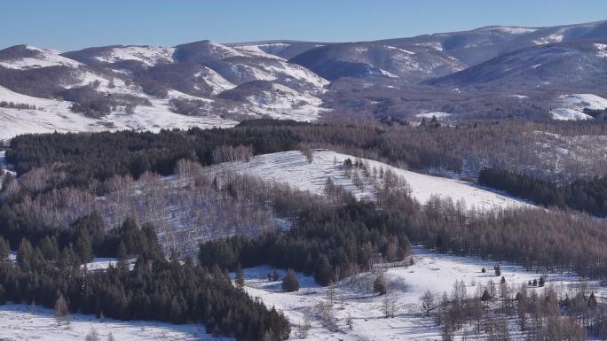 内蒙古赤峰克什克腾黄岗梁森林公园雪景航拍