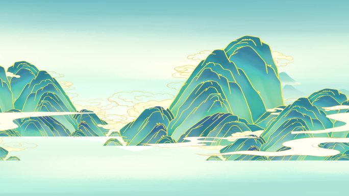 中国风山水画背景动画