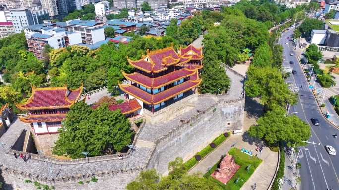 湖南长沙天心区天心阁景区航拍城市风景风光