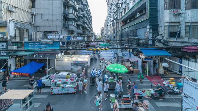 武汉保成路夜市出摊日转夜延时