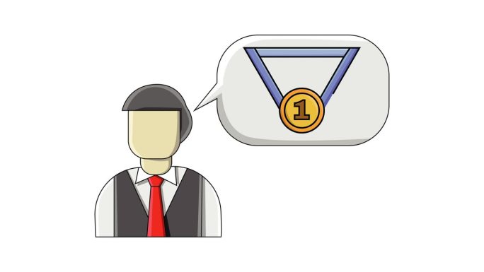 动画形成一个男士的扁平设计和一个奖章项链