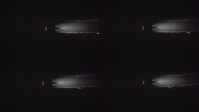 【4K】汽车行驶在黑暗道路用车灯照亮前方