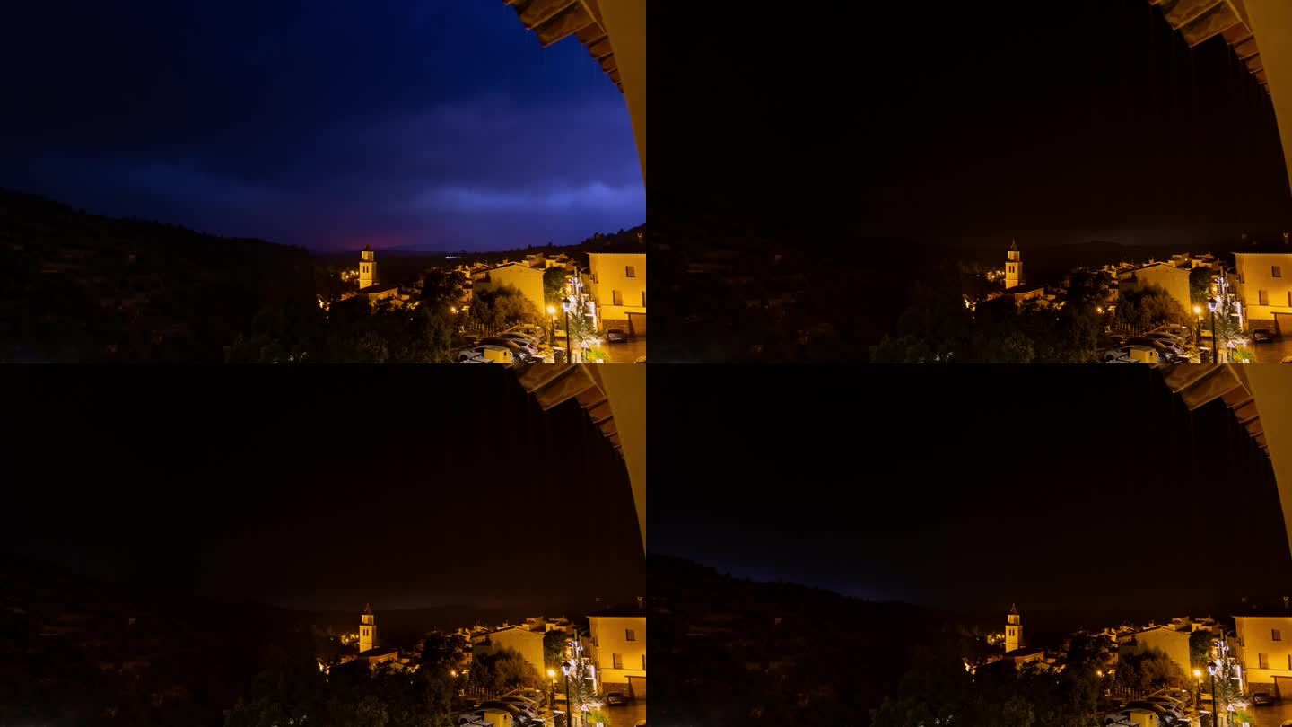西班牙科尔特斯德阿雷诺索的闪电风暴，伴随着2022年8月北京森林大火的余辉。