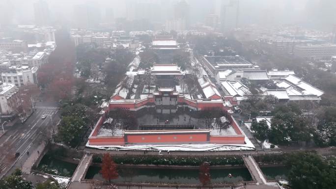 南京朝天宫雪景航拍