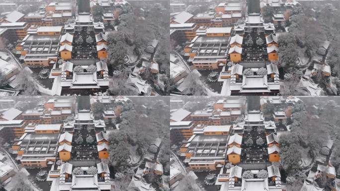 南京古鸡鸣寺雪景航拍