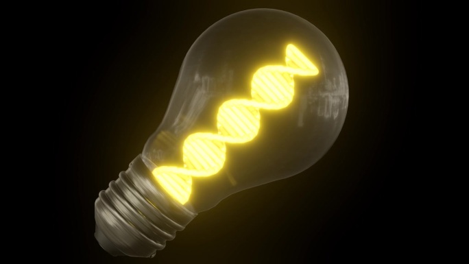 发光的DNA螺旋链照亮了灯泡内部